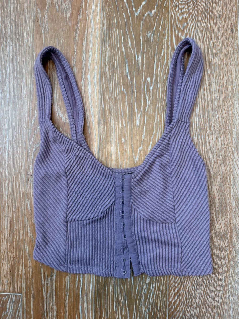 Urban Outfitters Mauve Ribbed Front-Hook Sports Bra